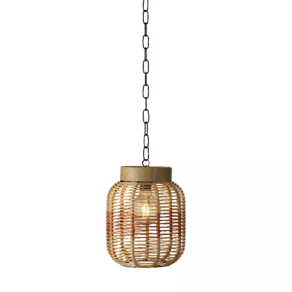 Suspension de jardin solaire résine tressée LED (D20 cm) Toscane Terracotta