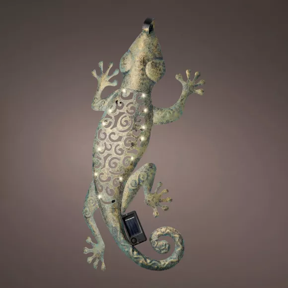 Lámpara de pared solar en metal Gecko - Verde antiguo