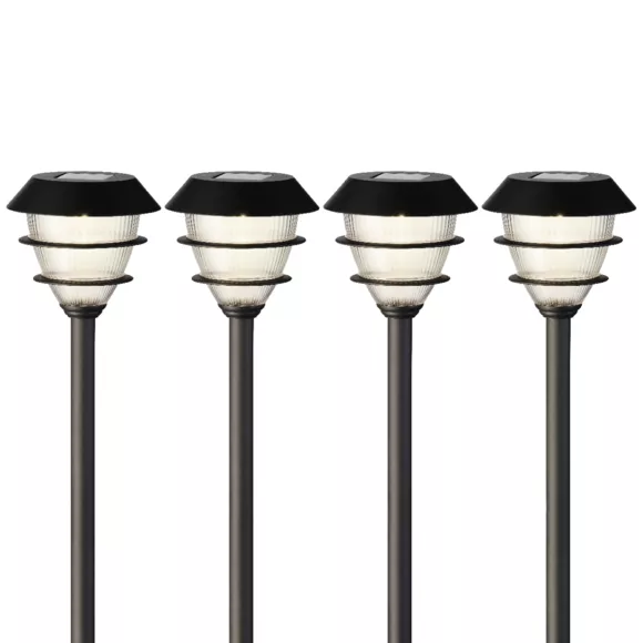 Boite fenetre a 4 Solar pique jardin lumineux dia13.30-H30.50cm-1L noir