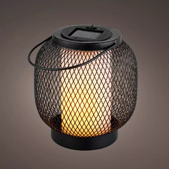 Lanterne solaire métal à LED (H15 cm) Croisillon - Noir