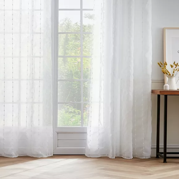 Visillo con ojales y pompones (140 x 240 cm) Axel Blanco
