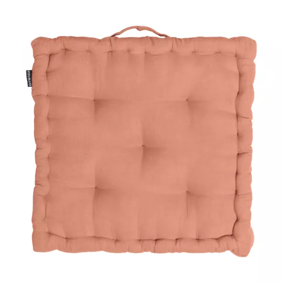 Coussin de sol gaze de coton (50 x 50 cm) Gaïa Rose pêche