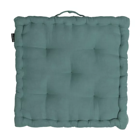 Coussin de sol gaze de coton (50 x 50 cm) Gaïa Bleu canard