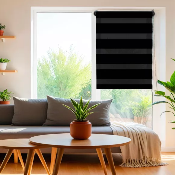 Rolgordijn Dag / Nacht (75 x 180 cm) Zwart