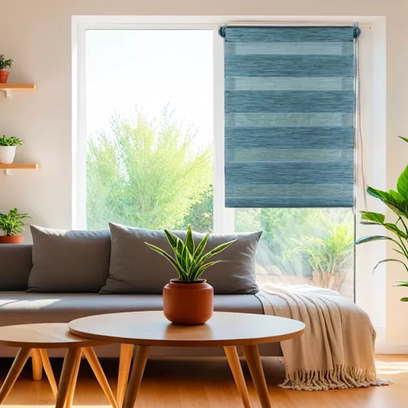 Estor enrollable Día / Noche (90 x 180 cm) Azul