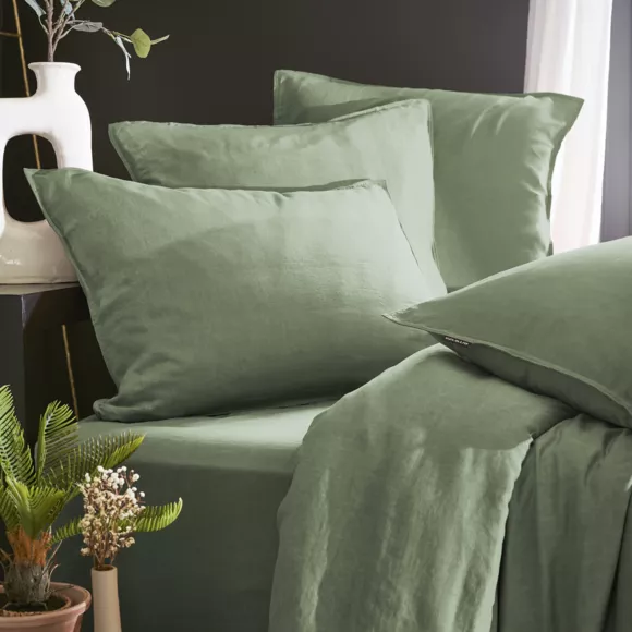 Bettbezug aus gewaschenem TENCEL™ Lyocell (240 x 220 cm) Olivia Rosmaringrün