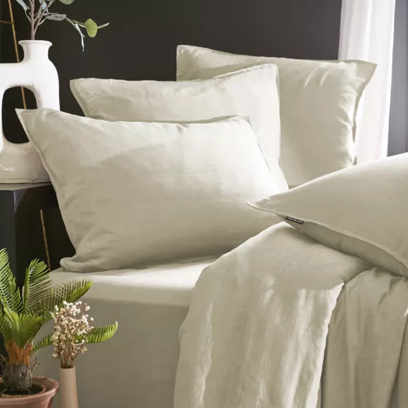 Bettbezug aus gewaschenem TENCEL™ Lyocell (200 x 200 cm) Olivia Beige pampa