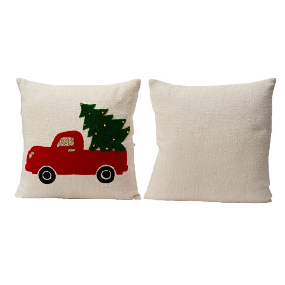 Coussin de Noël carré coton (45 x 45 cm) Joyeuse Camionnette