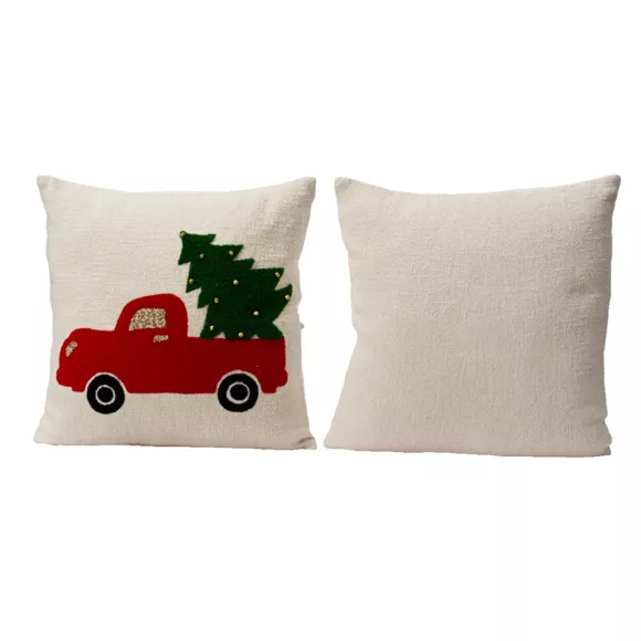 Kerst kussen vierkant katoen (45 x 45 cm) Vrolijke Bestelwagen