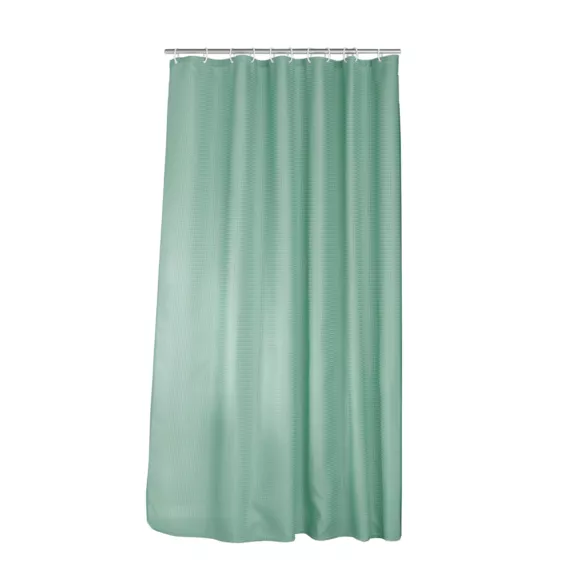 Rideau de douche effet tissé à anneaux (180 x 200 cm) Quartz Vert tilleul