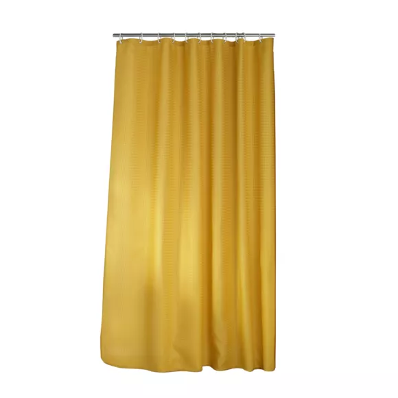 Rideau de douche effet tissé à anneaux (180 x 200 cm) Quartz Jaune ocre