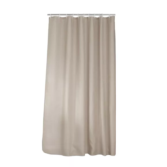 Rideau de douche effet tissé à anneaux (180 x 200 cm) Quartz Taupe