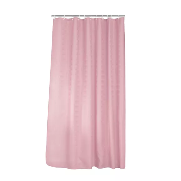 Rideau de douche effet tissé à anneaux (180 x 200 cm) Quartz Rose poudré