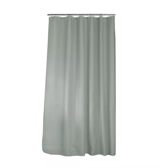 Rideau de douche effet tissé à anneaux (180 x 200 cm) Quartz Gris clair