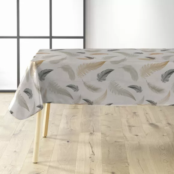 Rechthoekig vlekbestendig PVC-doek tafelkleed (140 x 240 cm) Folea Taupe