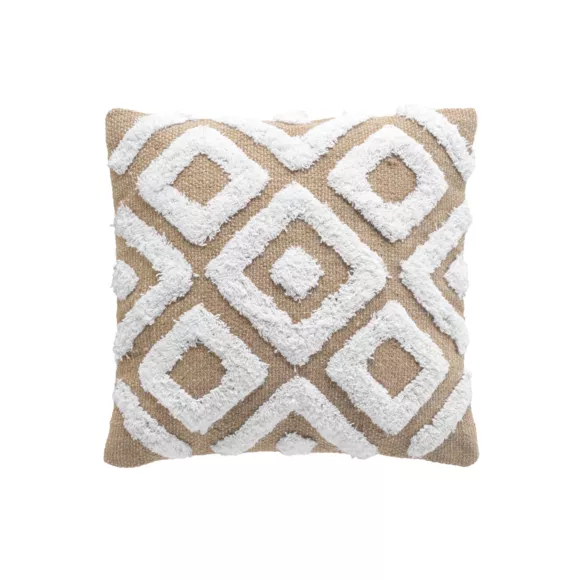 Housse de Coussin (40 x 40 cm) Damia, Jute et Coton TuftŽ