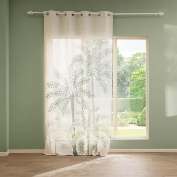 Rideau ˆ Oeillets (140 x 260 cm) Palmea Vert, Polyester & Lin
