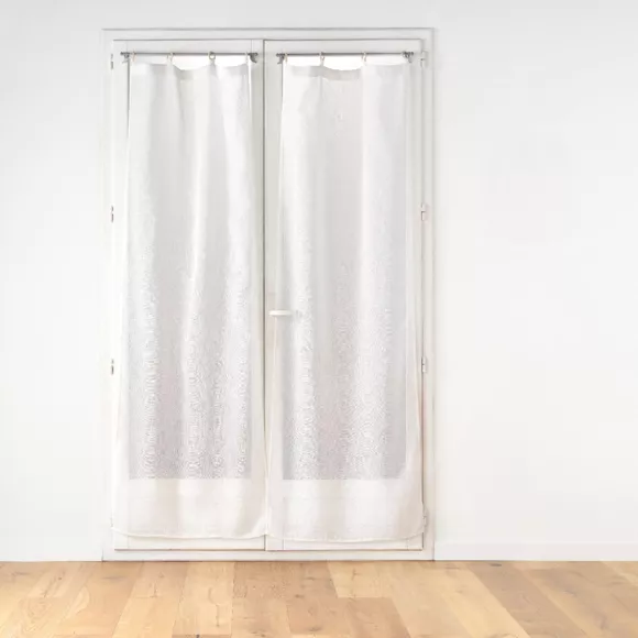 Par de visillos tejidos con ojales de madera (70 x 200 cm) Minalisa Blanco