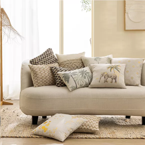 Coussin DŽhoussable (30 x 50 cm) Palmea Vert, Polyester & Lin