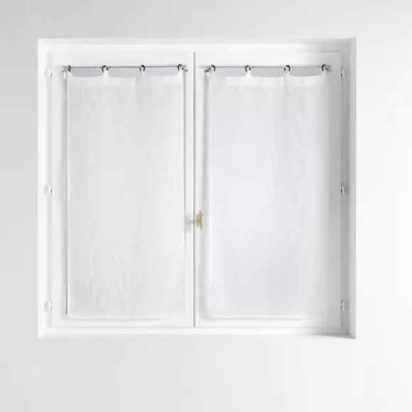 Par de visillos tejidos con ojales (60 x 160 cm) Davina Blanco