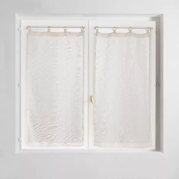 Par de visillos tejidos con ojales de madera (60 x 120 cm) Minalisa Beige
