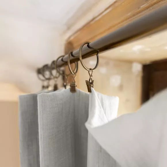 Cortina de gasa de algodón ajustable (280 x max 300 cm) Gaïa Gris claro