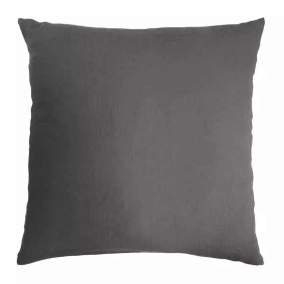 Funda para almohadón en gasa de algodón (60 cm) Gaïa Gris granito 4