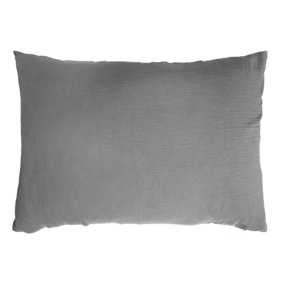 Federa rettangolare garza di cotone (L70 cm) Gaïa Grigio granito 4