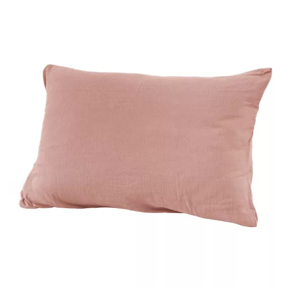Funda para almohada rectangular en en gasa de algodón (L80 cm) Gaïa Rosa durazno 3