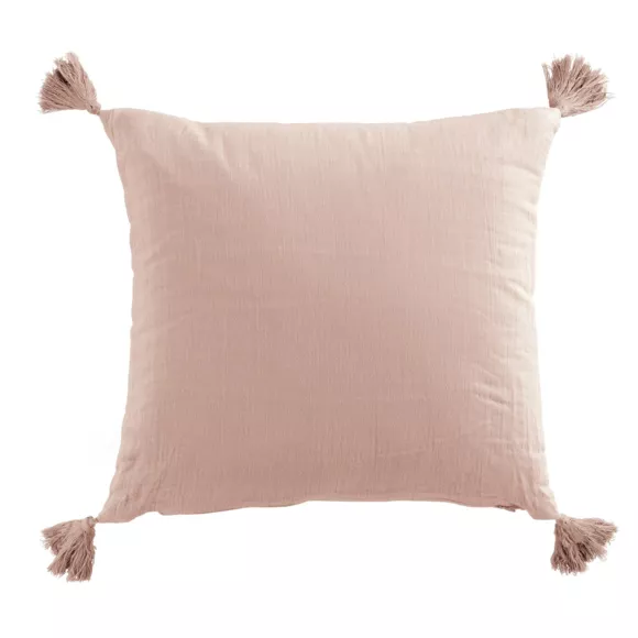 Coussin carré gaze de coton (40 cm) Gaïa Rose poudré 3