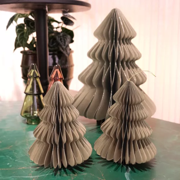 Papieren Hangende Kerstboom (H40 cm) Magnetische Sluiting Bruin