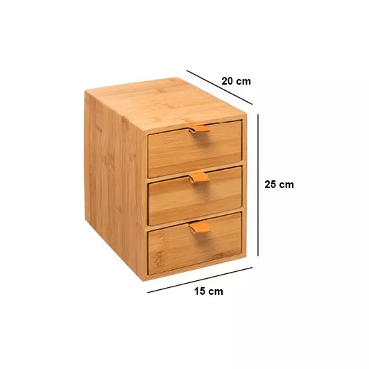 Caja bambú con 3 cajones Sury Beige 4