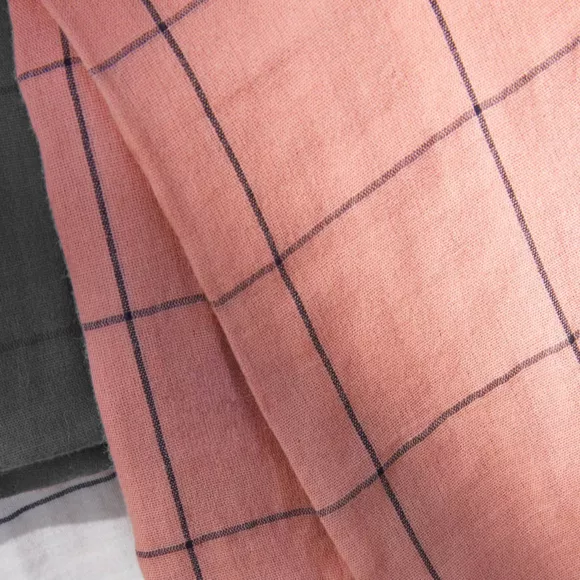 EM - Housse de couette rŽversible 200 x 200 cm Gaze de coton tissŽe teinte GAìA MATCH Rose pche