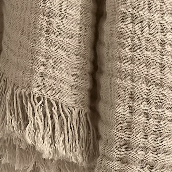 Katoenen plaid gaze (130 x 160 cm) Gaïa Beige