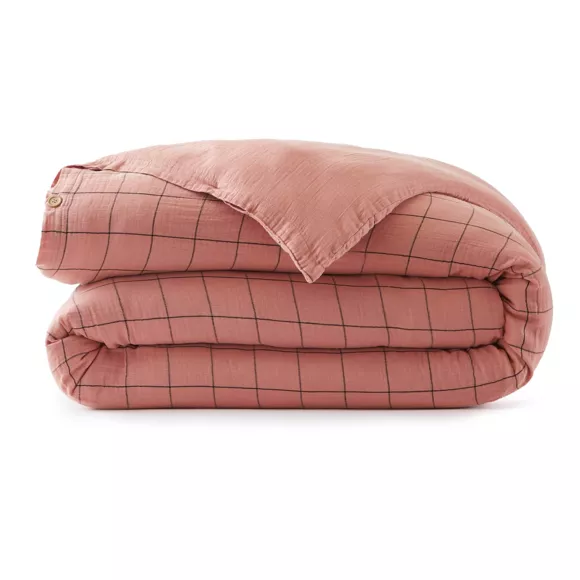 Funda nórdica de gasa de algodón (260 x 240 cm) Gaïa Match Rosa durazno