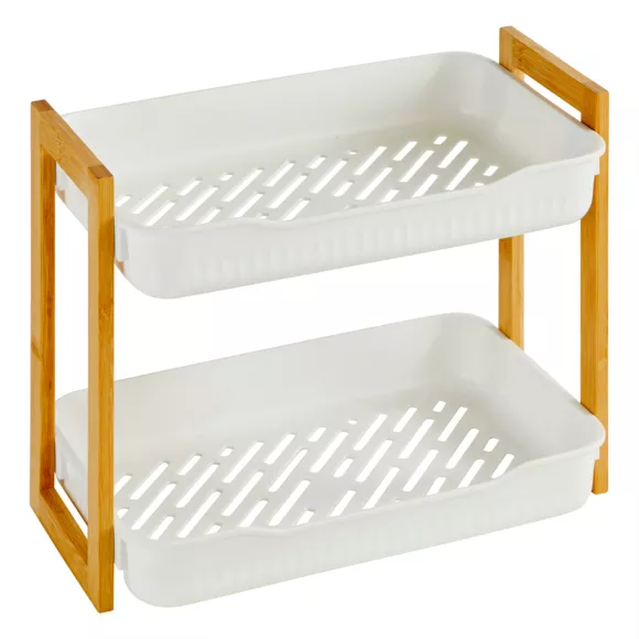Etagère de salle de bain 2 niveaux (H35 cm) Natureo Blanc