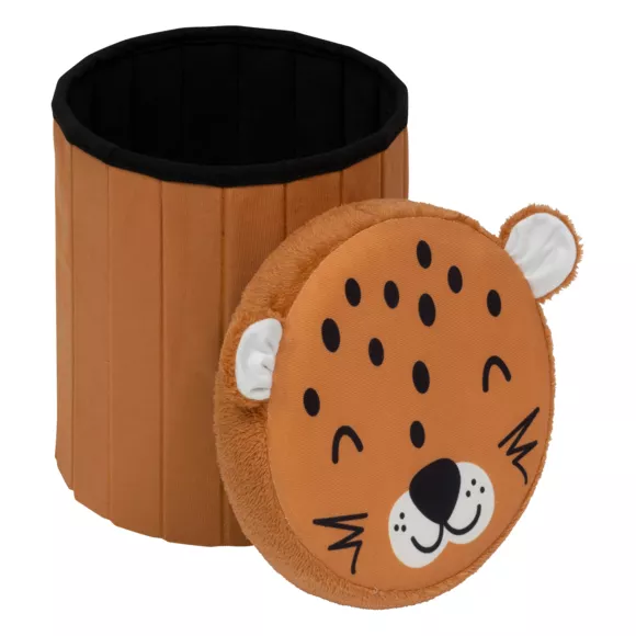 Opvouwbare kinderpoef kist (H38 cm) Luipaard Bruin