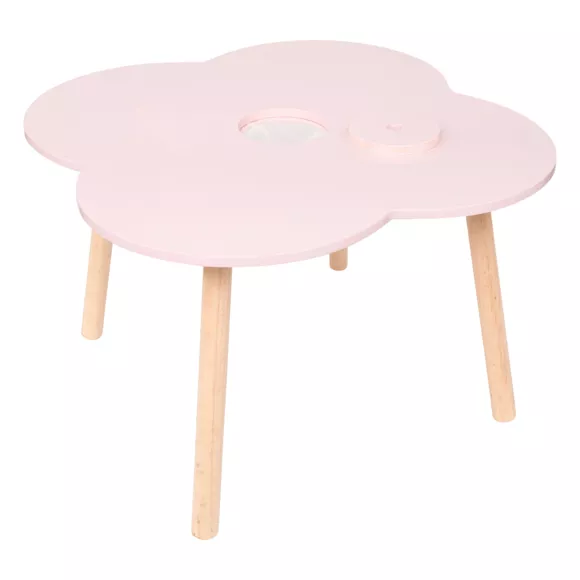 Houten kindertafel (40 cm) Zachtheid Bloem Roze