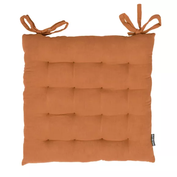 Galette de chaise carrée gaze de coton (40 x 40 cm) Gaïa Abricot