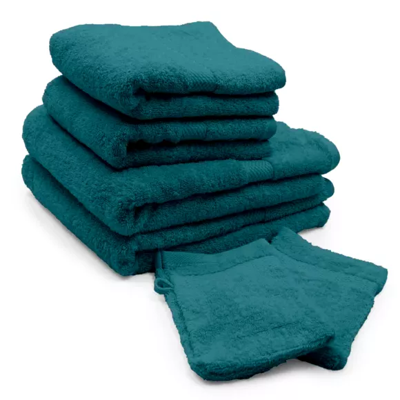 Handtuchset 50x90 cm x2 + Handtuch 70x130cm x2 + Waschlappen x2 Elegance Blau