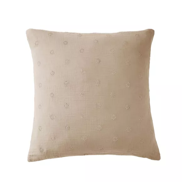 Taie d'oreiller carrée gaze de coton (60 x 60 cm) Gaïa Boho Ficelle