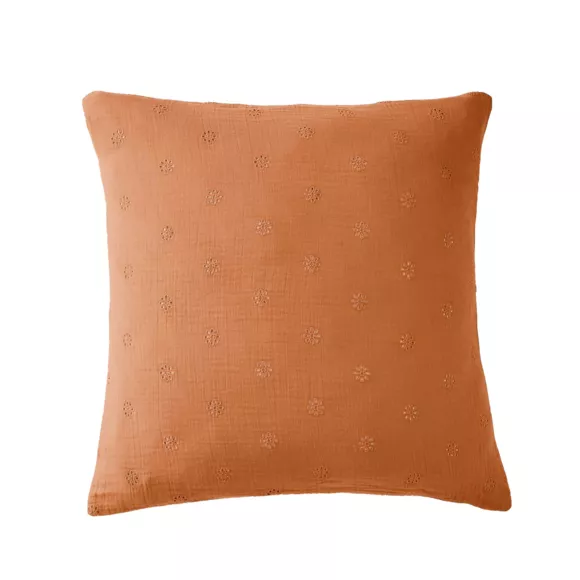 Taie d'oreiller carrée gaze de coton (60 x 60 cm) Gaïa Boho Abricot