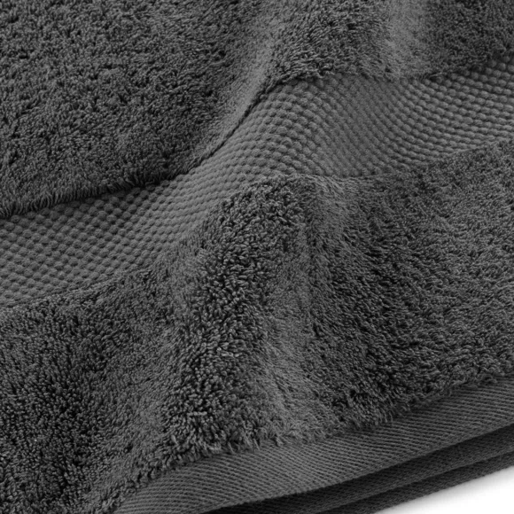 Lot de 4 serviettes de toilette coton (70 x 130 cm) Elegance Gris anthracite