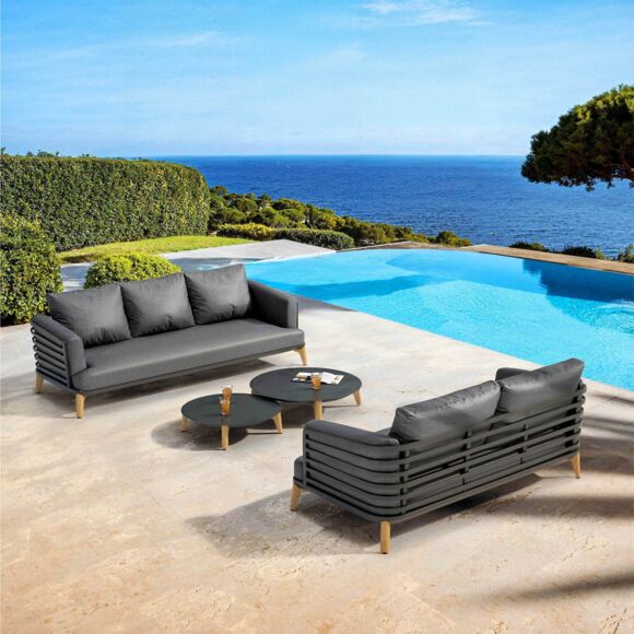 Lounge-Set Aluminium 5 Plätze 4tlg Monte Carlo Anthrazitgrau