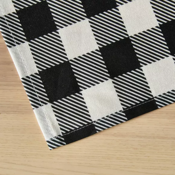 EM - Nappe en coton enduit 150 x 350 cm VICHY noir