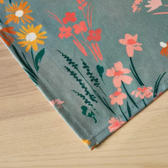 Mantel rectangular de algodón revestido (150 x 250 cm) Juliette Verde eucalipto