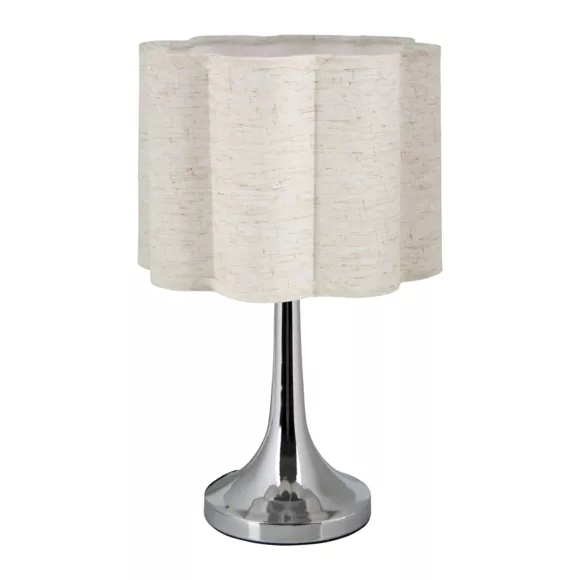 Lampe à poser métal et lin (H33 cm) Tulipe Argent