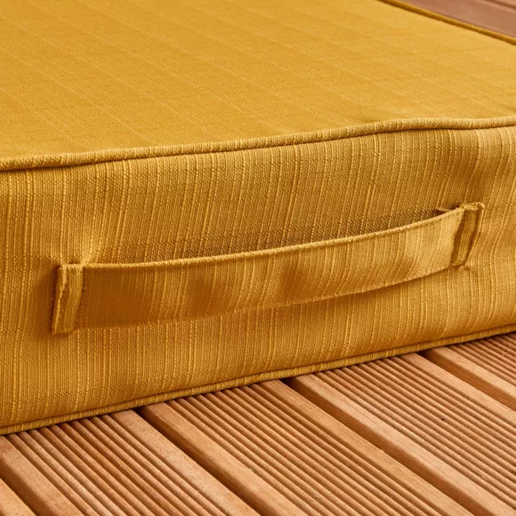 EM - Coussin de sol mousse dŽhoussable 45 x 45 x 10 cm Polyester uni SUNSET Moutarde