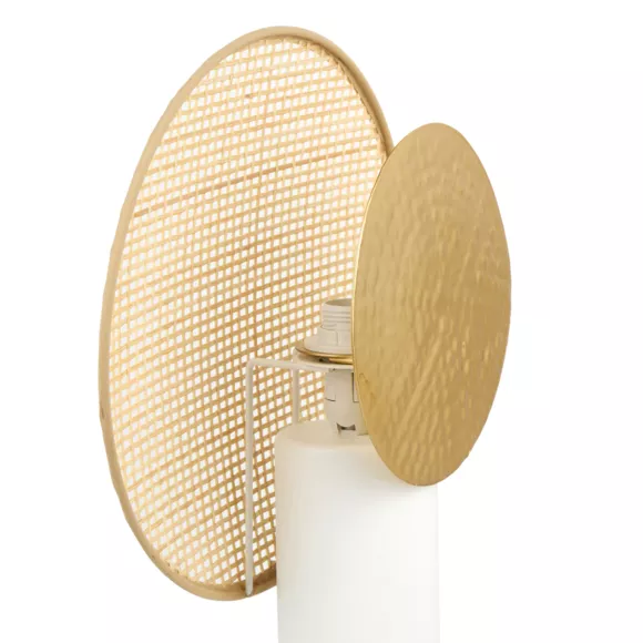 Tischleuchte Metall und Bambus (H32 cm) Olympe Beige