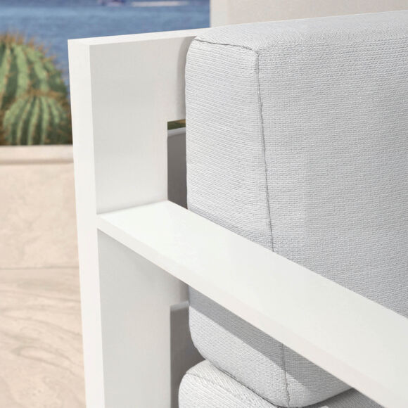 FAUTEUIL DE JARDIN ELBA BLANC COUSSINS GRIS NUAGE